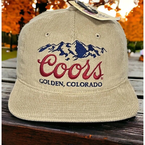 Coors Beer Khaki Corduroy Snapback Golden Colorado Banquet Trucker Hat Cap New - Picture 8 of 15